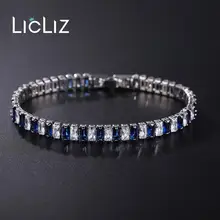 LicLiz Новая мода Кристалл Голубой циркон теннисные браслеты для женщин цвет ful CZ белый золотой цвет коробка цепь ювелирные изделия LUB0181D