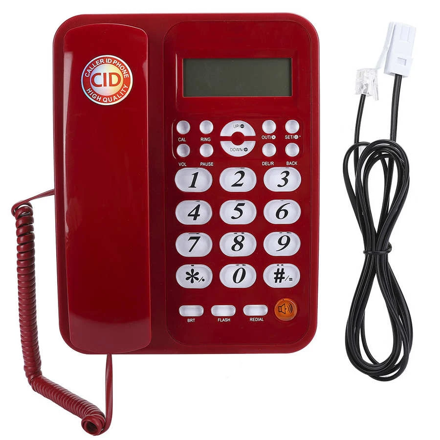 Corded Office Telephone For Dtmf\fsk Dual System Cid Card Fixed Red