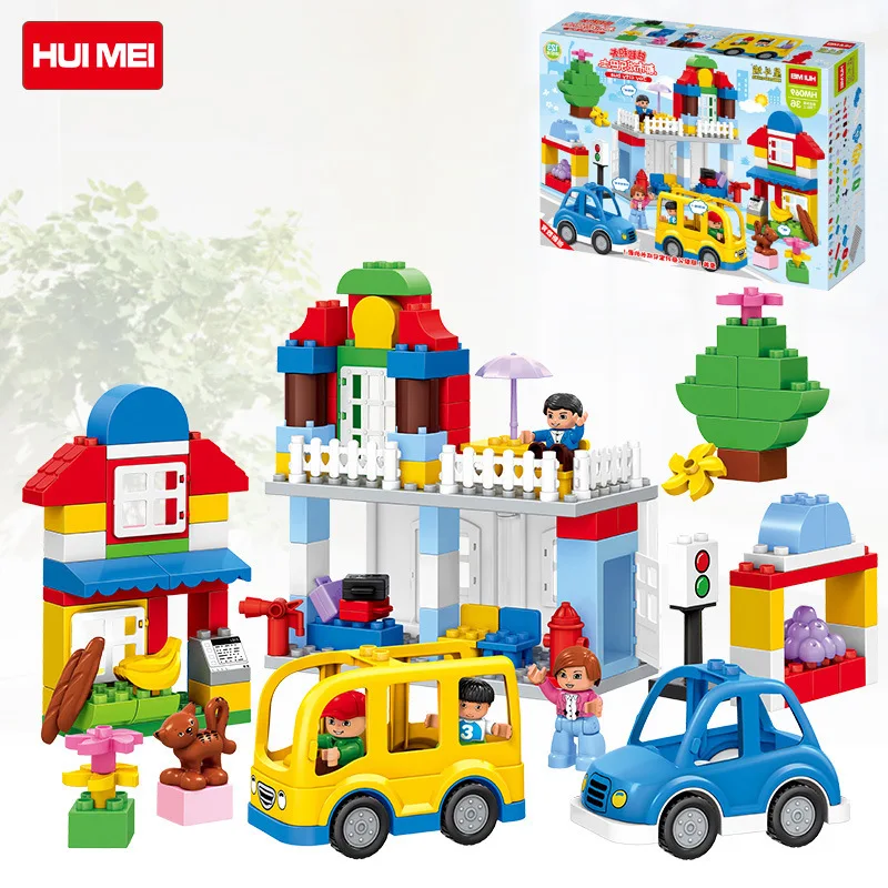 

Hui mei Large Particles Building Blocks Hm069 Joy Car Bus Station Children'S Educational Large Particles Assembled Building Bloc
