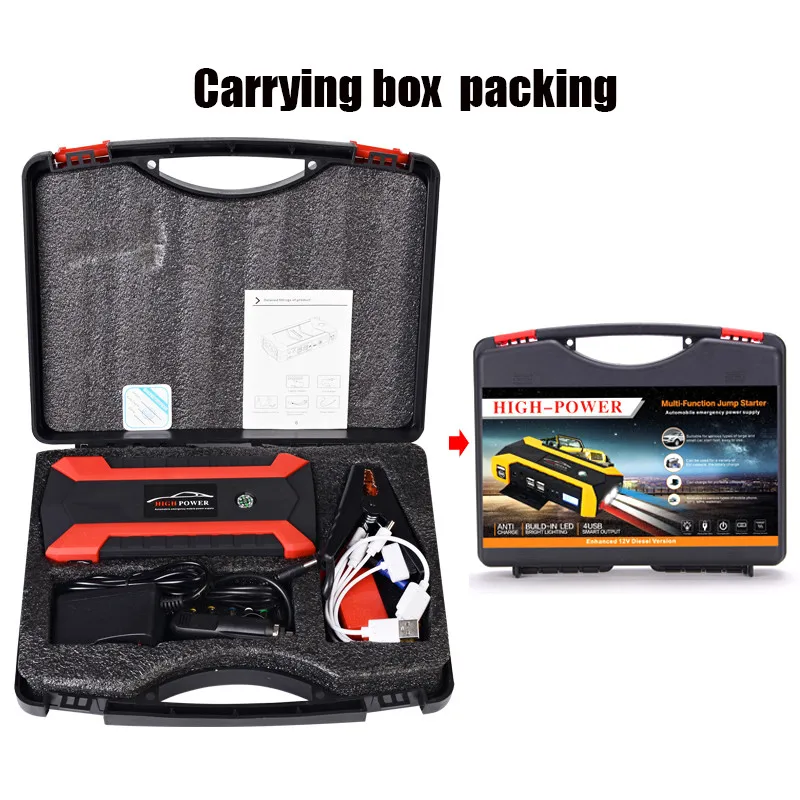 Carrying Box AU Plug WINTUWAY многофункциональный автомобильный стартер 12 В 4USB 1000A портативный автомобильный аккумулятор зарядное устройство аварийный пусковой инструмент для банка комплект - Color: Carrying Box AU Plug