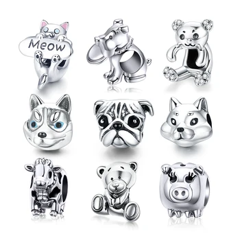 

BISAER Genuine 925 Sterling Silver 3D Vivid Bear Animal Charms fit 3mm Charm Bracelet Luxury Brand Women Jewelry GXC1042
