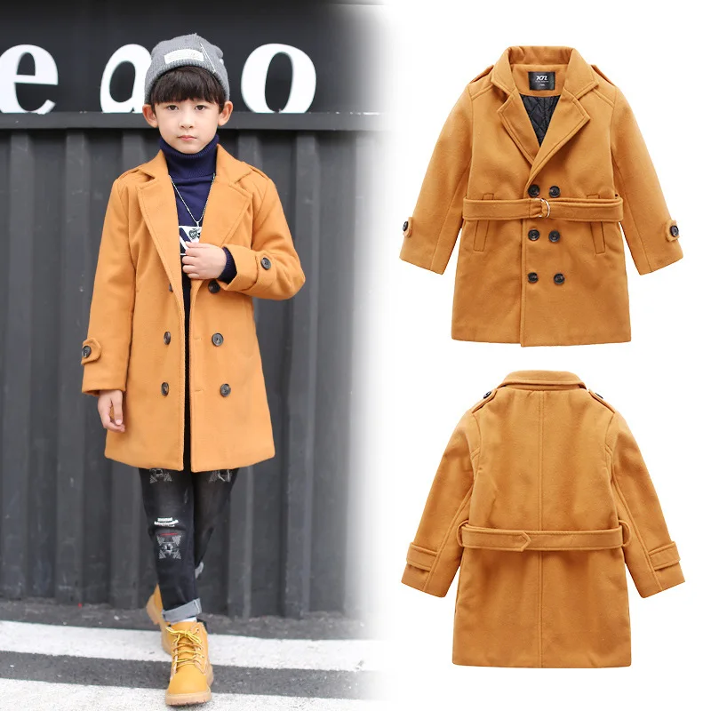 

Childrenswear BOY'S Woolen Jacket 2018 Winter Korean-style Belt Overcoat Korean-style Children CHILDREN'S Jacket