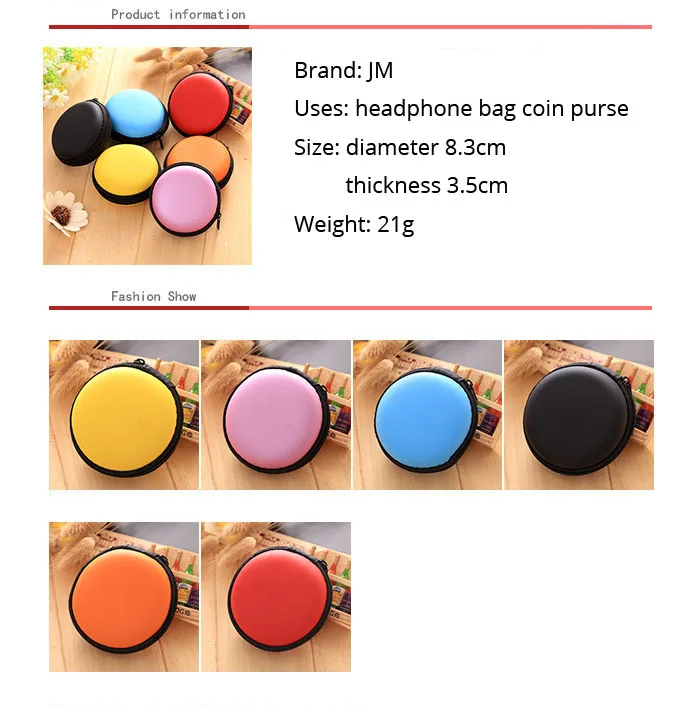 JM Purse Children's Wallet Round Small Coin Purses Women Children Mini Wallet Coin Box Storage Carrying Zipper Earphone Bag