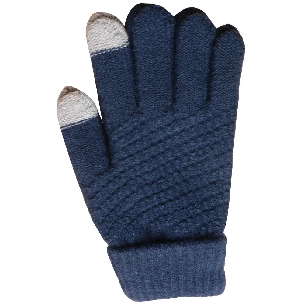 dark blue Вязаные перчатки на полный палец, подарочные компьютерные перчатки 20 см* 8,5*1 см, 1 пара, модные перчатки для сенсорного экрана, одежда для рук, зима-осень - Цвет: dark blue