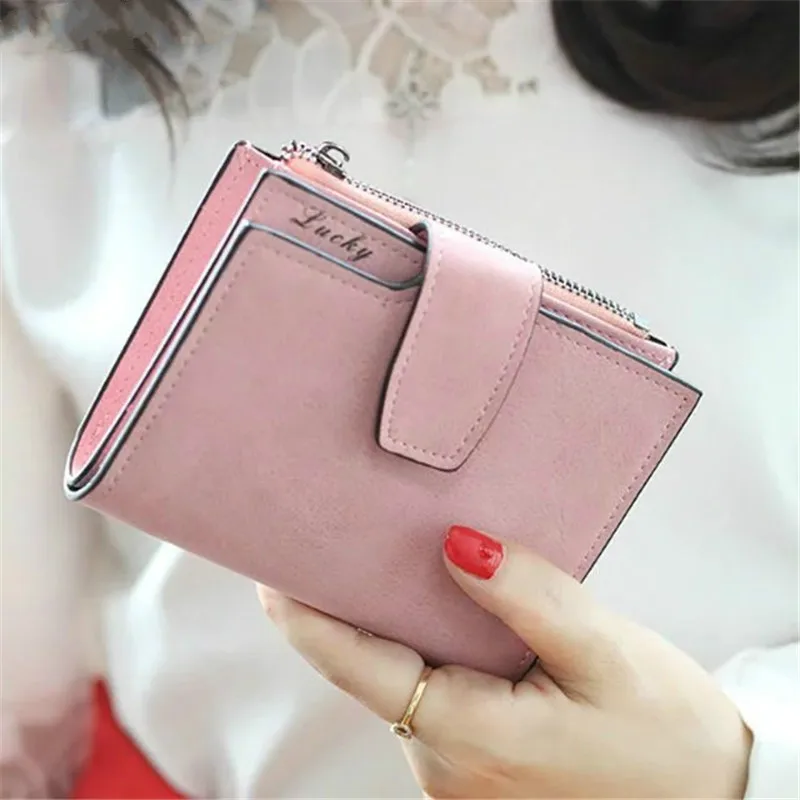 

2019 Vintage Matte Women Wallet Bag Luxury Brand Ladies Casual Leather Hasp Zipper Pouch Short Clutch Solid Small Female Purse