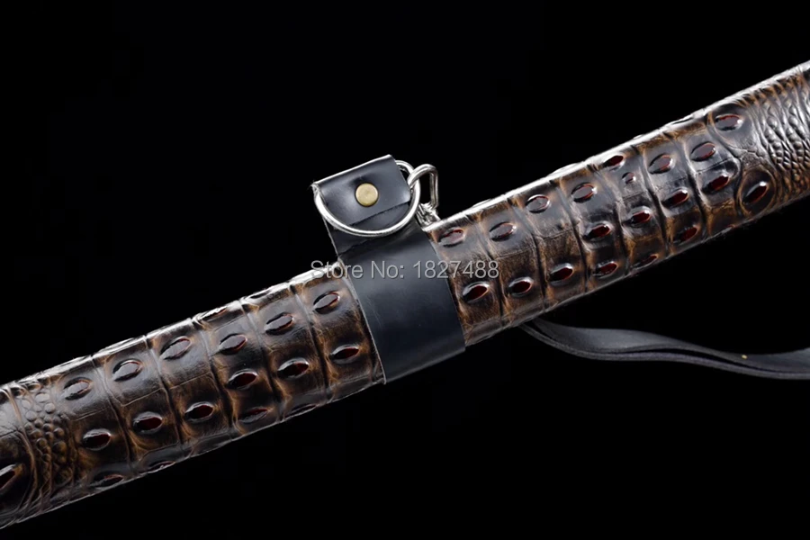 Leather Saya Japanese Samurai Sword Katana Full Tang T10 Steel Clay Tempered Blade Very Sharp Handmade Battle Knife Saber