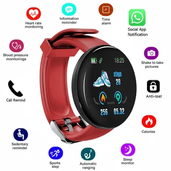 

D18 Women Men Sport Watch Smart Watch Fitness Tracker Blood Pressure Heart Rate Monitor Clock Smartwatch Waterproof Bracelet