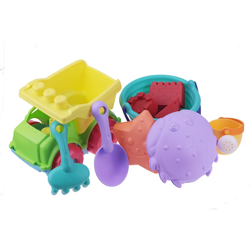 

1-14 Years Old Summer Children's Beach Toys 13-piece Set Baby Puzzle Play House Dredging Water Tanker Sand Beach Cart