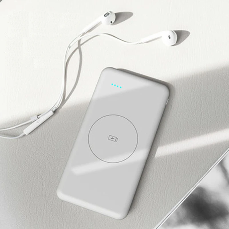 Qi Беспроводное зарядное устройство, внешний аккумулятор 10000 мАч для iPhone Xiaomi Mi 9, портативная быстрая зарядка, внешний аккумулятор