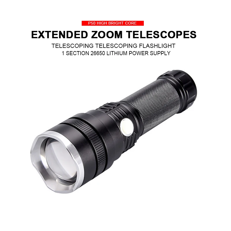 P50 Zoomable Flash светильник с аккумулятором 18650+ зарядное устройство 800 люмен супер яркий фонарь светильник Zoomable для аварийной вспышки светильник