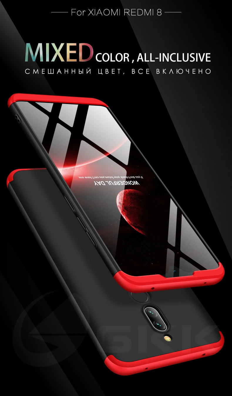 GKK, Роскошный чехол для Xiaomi Redmi 8, 8A, чехол 360, полная защита, тонкий, двойная броня, противоударный, жесткий, матовый, для Redmi 8, 8A, чехол, Fundas