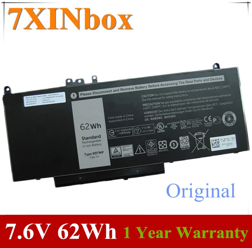 7XINbox 7,6 V 62wh R0TMP WTG3T FDX8T ноутбук Батарея для DELL Latitude E5450 E5550 E5570 серии ENP575577A1