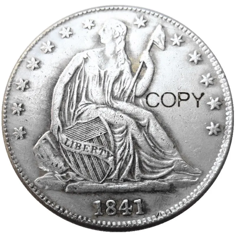 США 1841 P/O Liberty сидя половина доллара Посеребренная копия монет