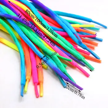 

1Pair Colorful Laces Rainbow Gradient Print Round Canvas Shoe Lace Shoes Casual Chromatic Colour Shoelaces 80CM/100CM/120CM