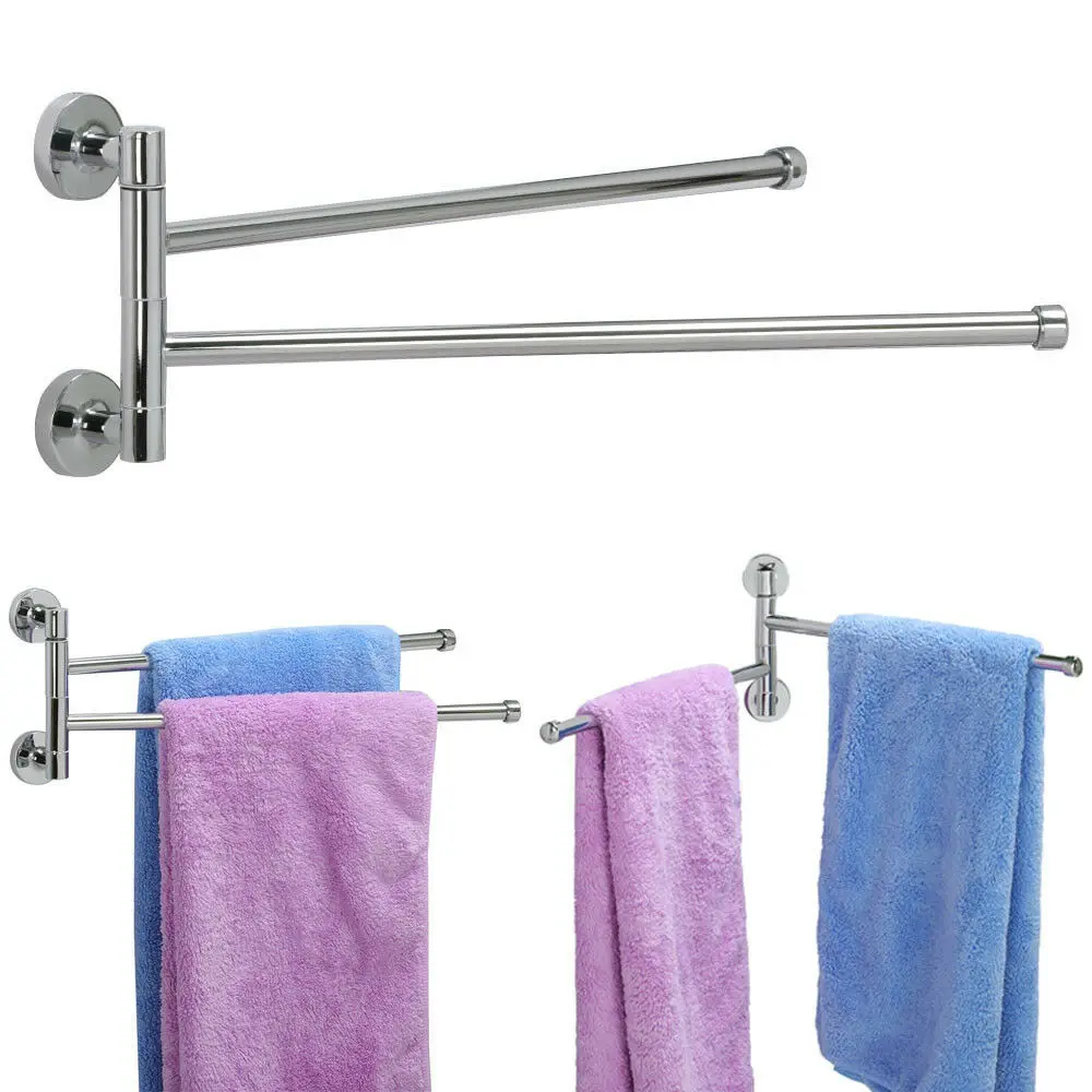 Stainless Steel Towel Storage Rack Rotary Towel Rail Bathroom Kitchen Wall Towels Polishing Bracket Bathroom Accessories