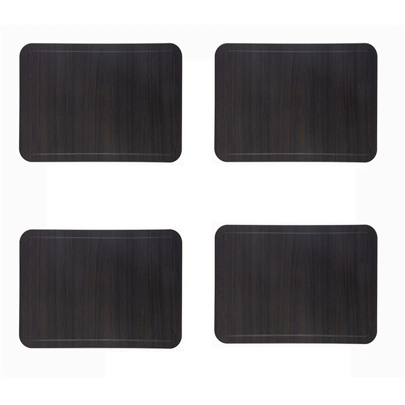 New-4Pcs коврик из искусственной кожи с имитацией древесины, водонепроницаемые Нескользящие Коврики для стола, изолированные подставки, украшение для дома, свадьбы, ужина