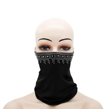 

Muslim Solid Color Mosaic Small Diamond Milk Wire Turban Hijab Cap Women Fashion Multifunction Tactical Scarf Shawl Mouth Mask
