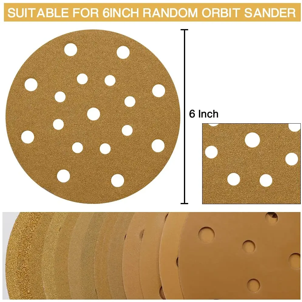 5 Inch Hook and Loop Orange Wet / Dry Auto Body Film Sanding Discs