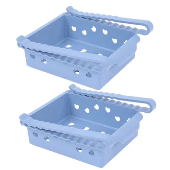 

2pcs Kitchen Storage Shelf Refrigerator Drawer Shelf Plastic Plate Layer Storage Holders Space Saver Storage Rack Home Organizer
