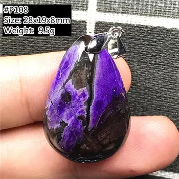 

Top Natural Royal Purple Sugilite Pendant Jewelry For Women Man Crystal 28x19x8mm Beads Silver Water Drop Anticancer Stone AAAAA