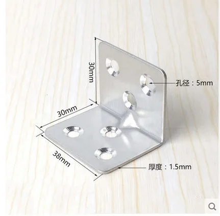

free shipping Furniture Round End Right Angle Bracket Fastener, Stainless steel angle code right angle, 4 pieces one bag