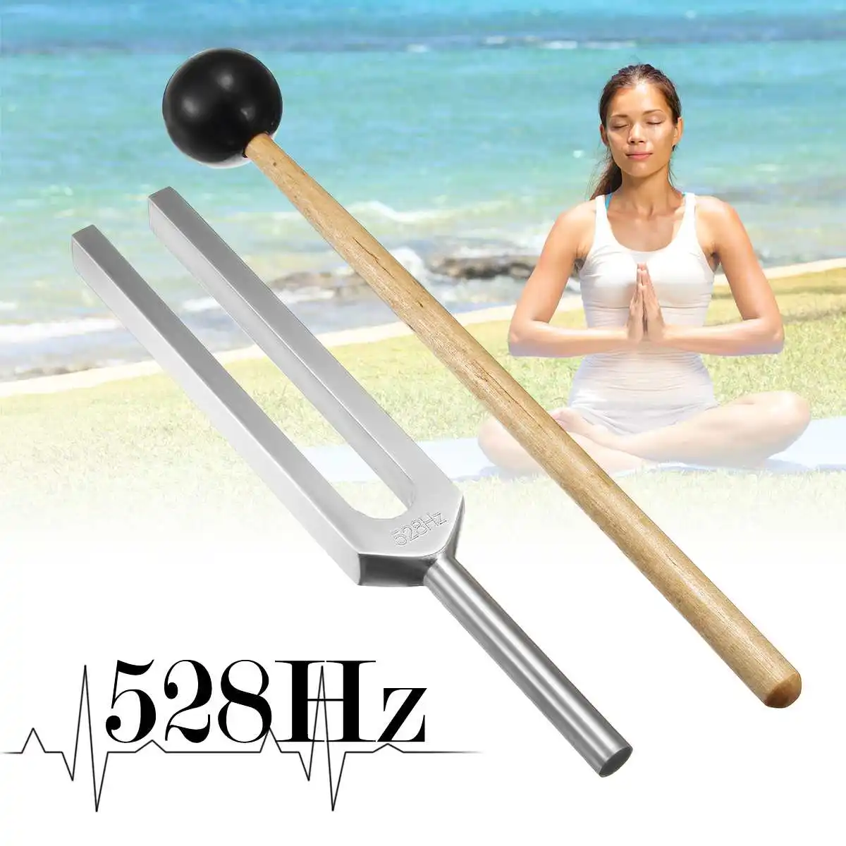 Zeast 528HZ Aluminum Medical Tuning Fork Chakra Hammer Ball Diagnostic With Mallet Set Nervous System Testing Tuning Fork