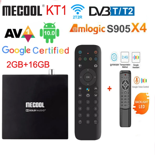 mecool kt1 Google Certificated TV Box Android 10 DVB-T/T2 Amlogic S905X4 AV1 4K 2T2R Dual WIFI BT Media Player Set-Top Box 