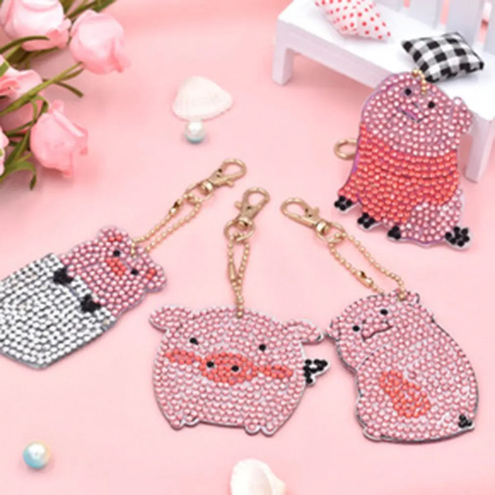Животное висит DIY алмазная живопись мультфильм поросенок смолы мешок брелок