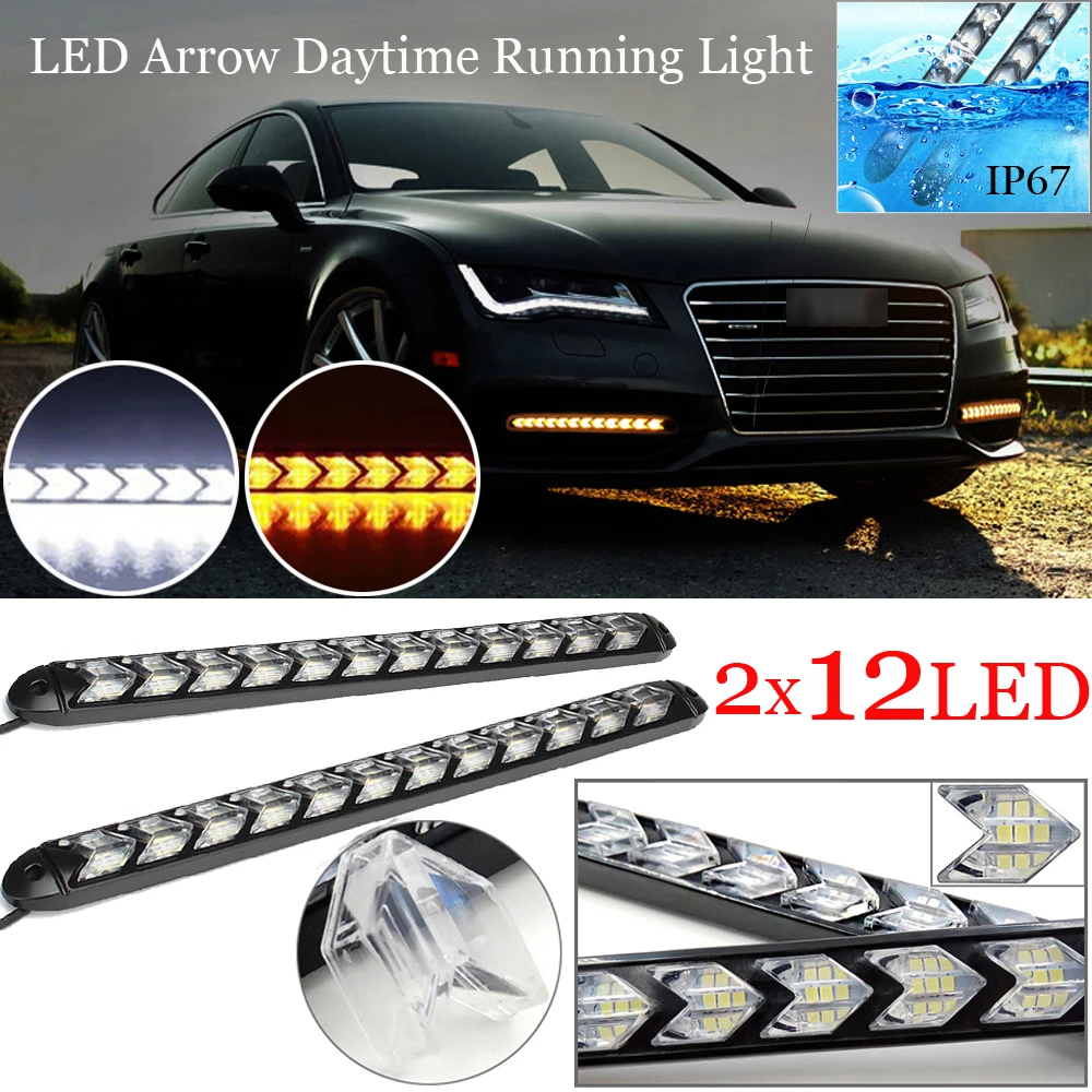 DRL светильник одна пара DRL указатель поворота светильник s 2x автомобиль 12LED Янтарный плавный сигнал поворота гибкий