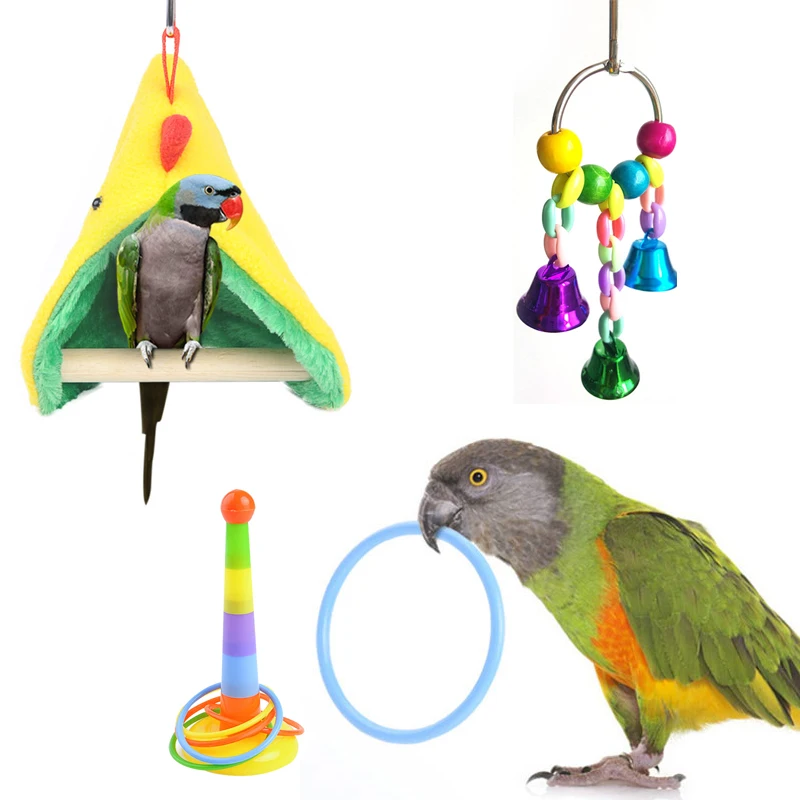 Los Loros juguetes mascotas pájaro accesorios para mascotas juguete Swing CAMPANA PARA loro cadena hamaca de juguete anillo inteligencia desarrollo juego