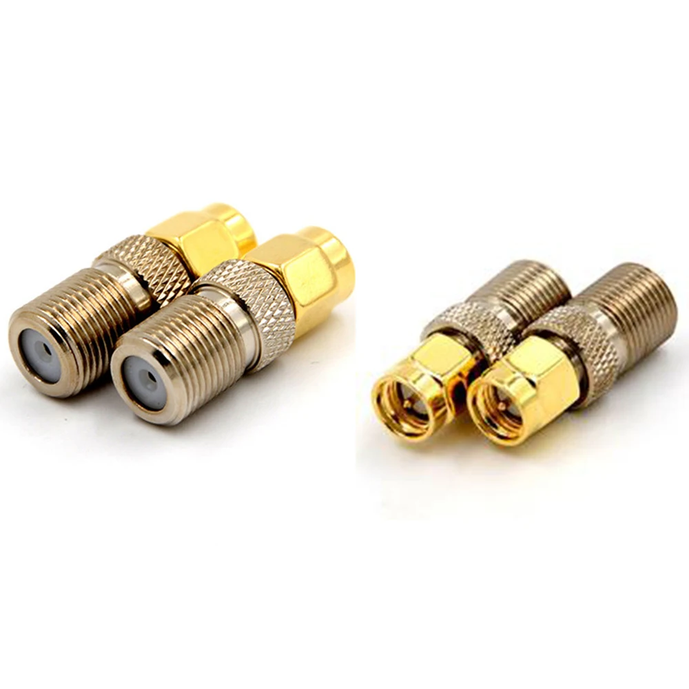 Conector tipo F hembra Jack a SMA macho, Conector recto Adaptador Coaxial RF F a SMA convertidor, 1/2 Uds.