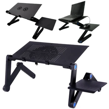 Two Fan Computer Stand 42*26 CM Portable Adjustable Foldable Laptop Holder Notebook Desks Lap PC Folding Desk Table Vented Stand 1