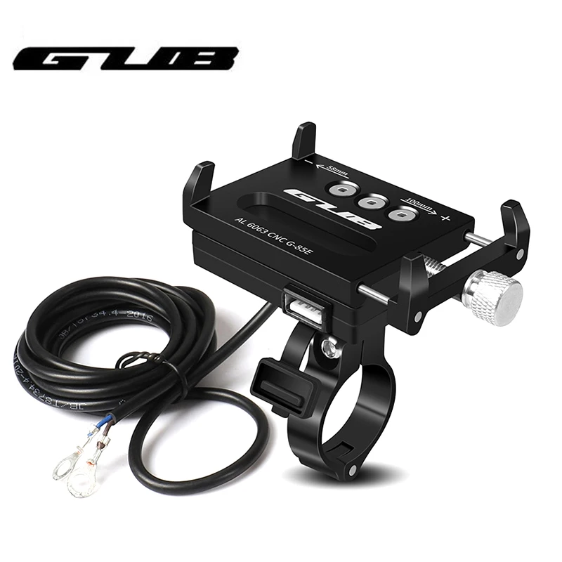 GUB Aluminum USB Rechargeable Motorcycle Bike Phone Mount With Power Conversion Function Support GPS For 4.0-6.7 inch Phone