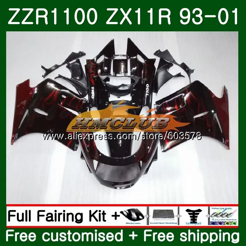 ZX11 для KAWASAKI NINJA ZX-11R 1100 ZX11R 93 94 95 96 97 29CL образования легкой пены. 3 ZZR1100 ZX 11R 1993 1994 1995 1996 1997 Обтекатели Красный Пламя - Цвет: No. 1