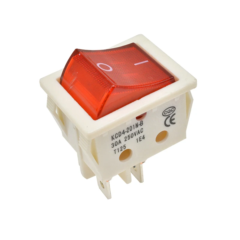 3 шт. кулисный выключатель питания 25*31 мм KCD4 4 Pin 6 Pin 2 позиции 30A 250V зеленый красный черный кнопка с светильник - Цвет: red