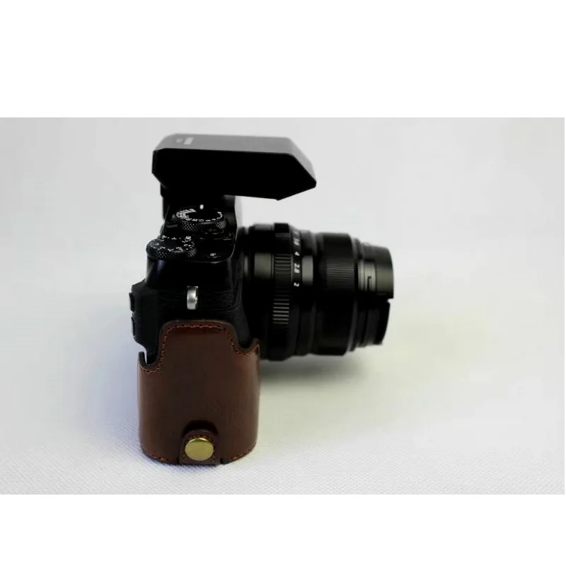 Чехол-сумка из искусственной кожи для камеры Fujifilm FUJI XE3 X-E3, крышка на половину корпуса, цвет черный, коричневый