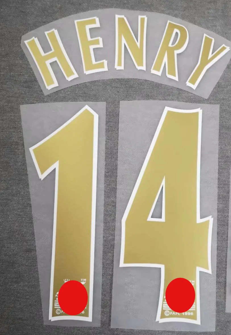 Высокое качество Ретро#14 HENRY#10 BERGKAMP Nameset Pu Материал печать футбольная нашивка значок