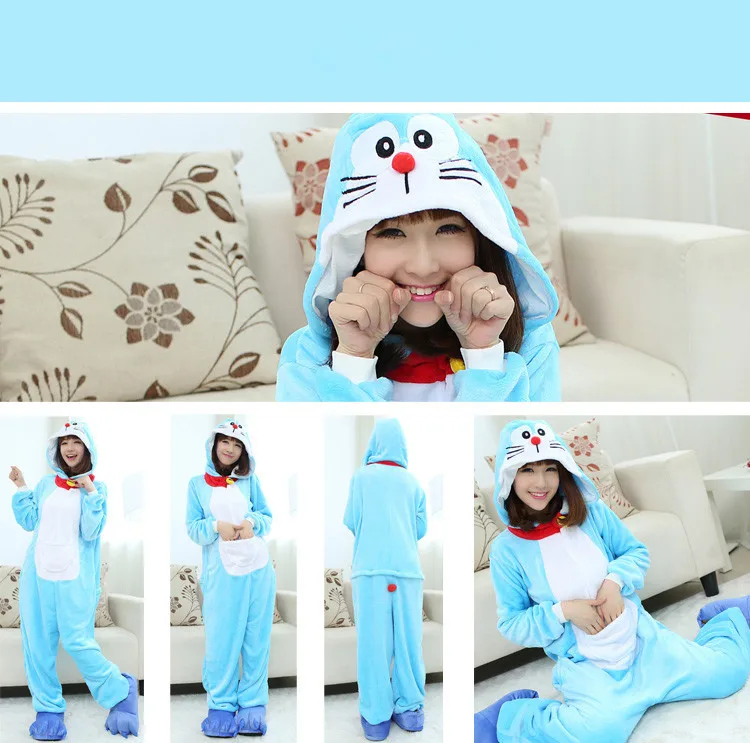 Пижамный комплект Doraem в виде животных для взрослых одежда сна комбинезон на