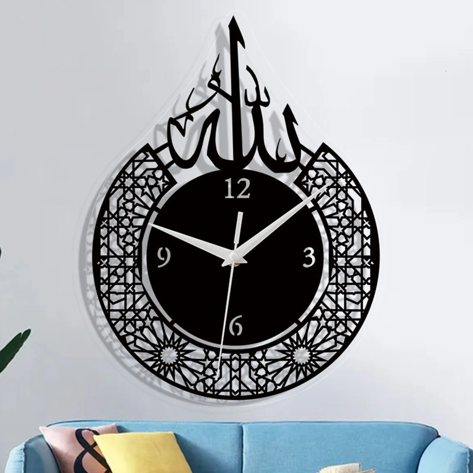 Islamic Quartz Silent Wall Clock Pendulum Muslim Nursery Ramadan Decoration Ramadan Clock Moving Clocks Atomic Flex Tail Eyes