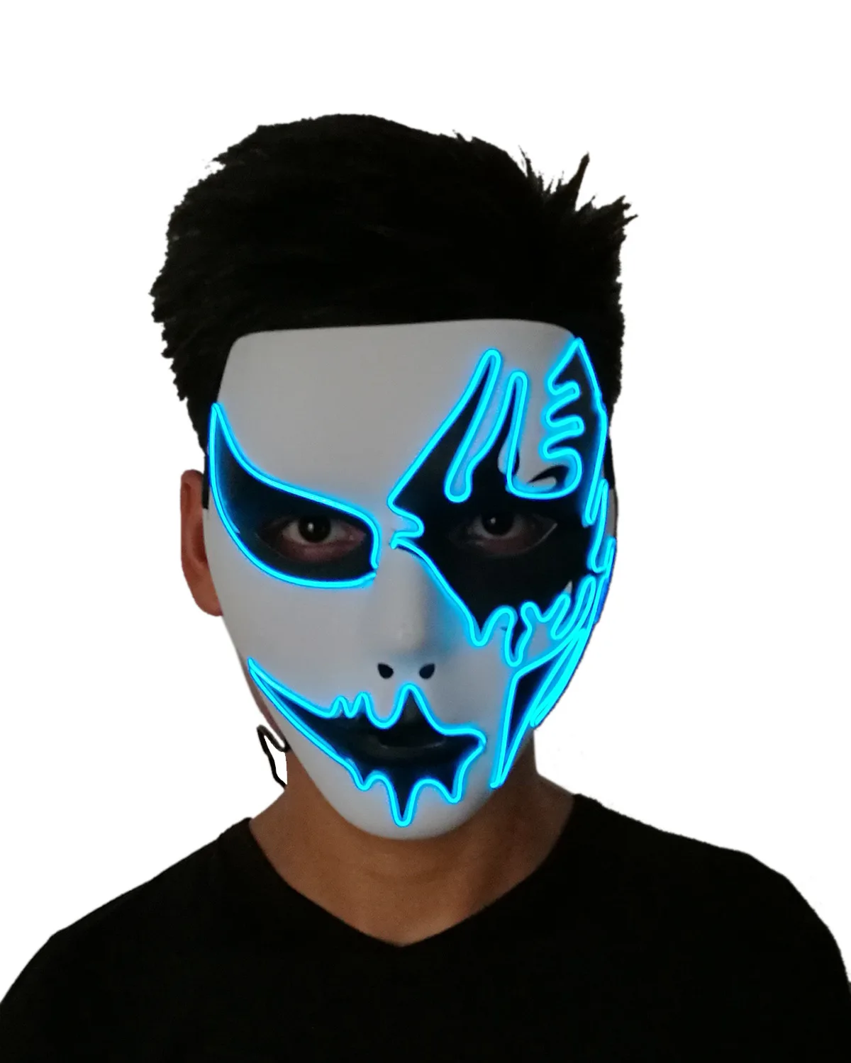 

New Style El Cold Light Handsome Boy Shining Hand-Painted LED Ball Party Marshmello Mask COS Halloween