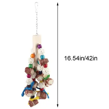 

Parrots Swing Wooden Column Corncob Colorful Beads Nibble Chewing Toys Entertain