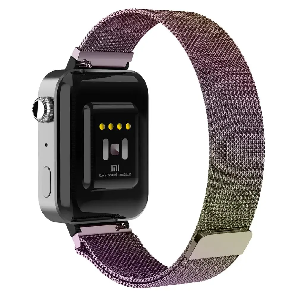 colorful Магнитный ремешок из нержавеющей стали mi lanese с петлей для xiaomi mi Watch, умные часы, наручные Широкие ремешки для xiaomi mi watch mi ui - Цвет: colorful