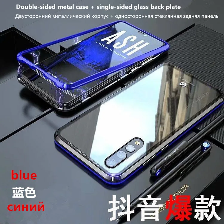 blue case Чехол для xiaomi cc9 с магнитной адсорбцией, металлический чехол для xiaomi 8 9 8/9 se f1 8lite 9t 9t pro a3 a3 lite redmi note 8 7 6 - Цвет: blue case