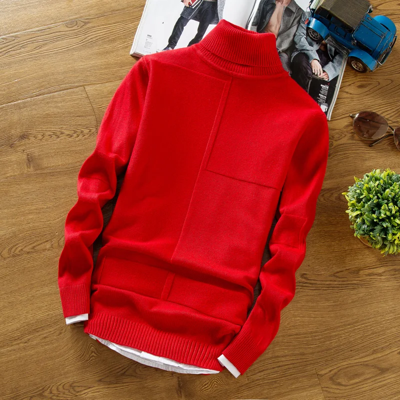 

Winter Turtleneck Warm Sweater Men Turtleneck Brand Men Sweaters Slim Fit Pullover Men's Knit Male Double Neck NEW