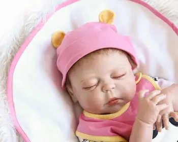 

46CM Simulation Full Silicone Reborn Dolls Lifestyle with Closed Eyes Baby Comfort Helper Education Toy