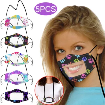 

5PCS Smile Face Mask Visible Expression Lip Reading Washable Earloop Mask Mask For Protection Scarf Flag Bandana drop-shipping#3