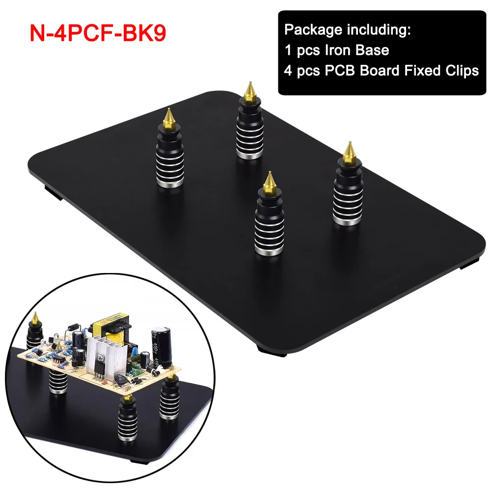 N-4PCF-BK9 Магнитная печатная плата NEWACALOX с фиксированным зажимом, гибкая рукоятка для пайки, лупа, стекло, держатель для паяльника, инструменты для ремонта - Цвет: N-4PCF-BK9