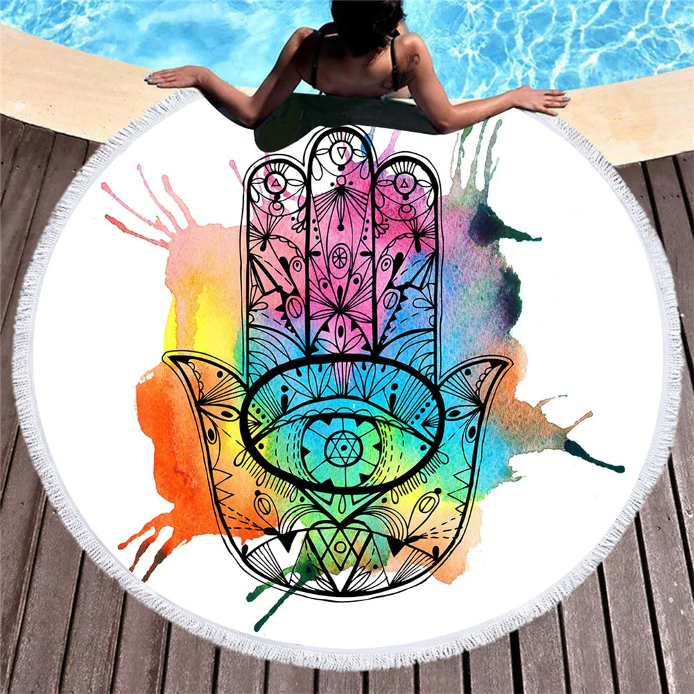

Large Round Beach Towel for Adult Quicksand Microfiber Bath Towel Rock Stone Sunblock Blanket Cover Dropship