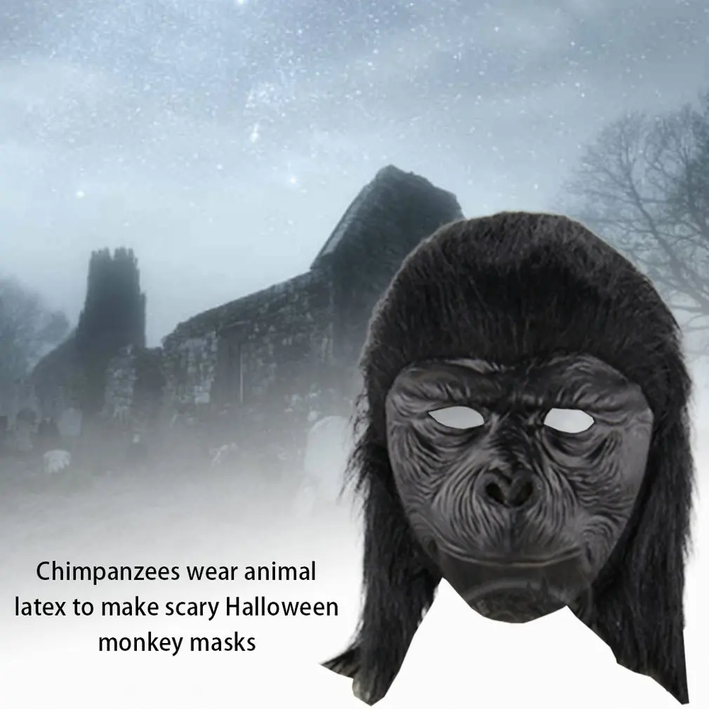 Chimpanzee Head Cover Live Animal Broadcast Latex Strange And Terrifying Halloween Monkey Mask Black