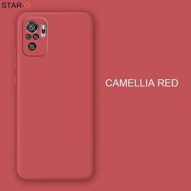 New Liquid Silicone Phone Case For Xiaomi Redmi Note 10 pro max 10s Original Camera Protective Soft Back Covers On Redmi Note10 JK Camellia red
